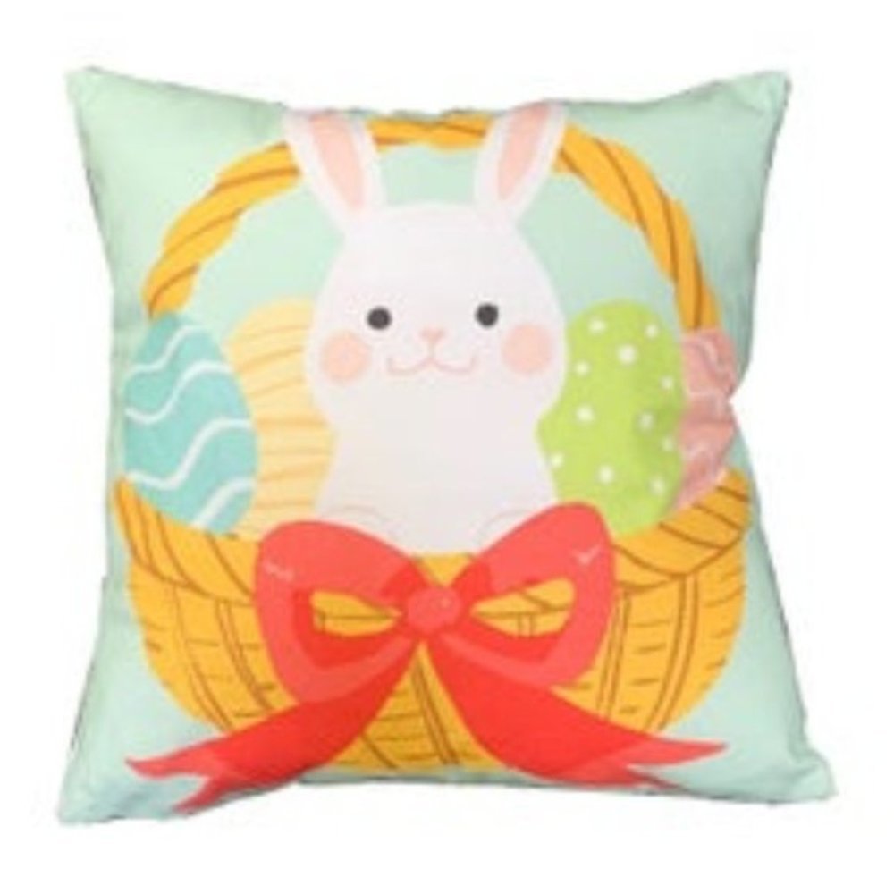 Adorable Bunny In A Basket Pillow